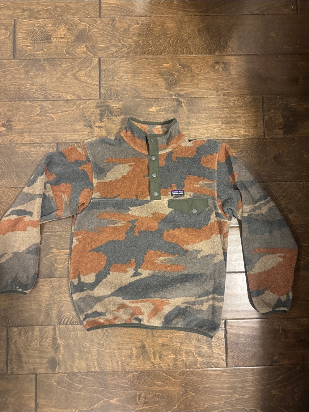 Patagonia Boys’ Zip-Up Fleece Pullover - Rust, Gray, Olive Camo